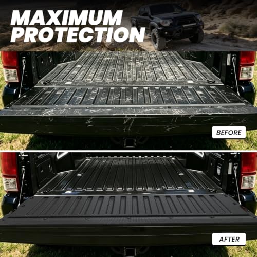 Image of LASFIT Tailgate Mat for Toyota Tacoma 2005-2015 (Not Fit Drop-in Liners) | All Weather Truck Tailgate Liner for Tacoma TPE Tailgate Protector Liner Tacoma 2005-2015 Accessories Black