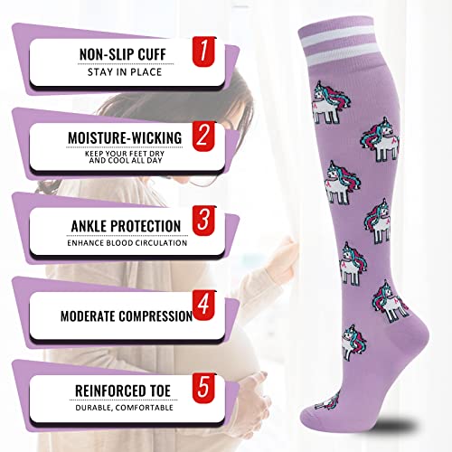 Image of fenglaoda Compression Socks for Women Men 3 Pairs Graduated Compression Support Circulation Socks for Nurses