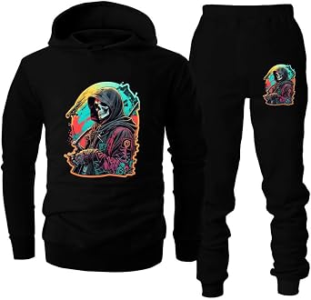 Mens Tracksuit 2 Piece Set - Graphic Hoodie Sweatsuits Athletic Jogging Pullover Hoodies Sweatshirt and Sweatpants