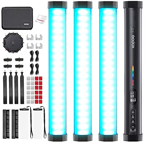 GODOXTL30 RGB Tube 2700k-6500K Adjustable,13 Fx Light Effect, Magnet Design 4-Light Kit