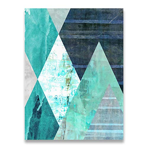 Affiches géométriques sur toile turquoise pour habiller un mur nu - 3