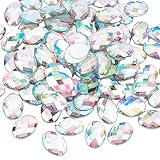 FINGERINSPIRE 80 piezas de 1,8 x 2,5 cm, parte trasera plana ovalada, color AB, acrílico, autoadhesivo, con cristales, con contenedor, pegatinas, joyas acrílicas para hacer disfraces Cosplay