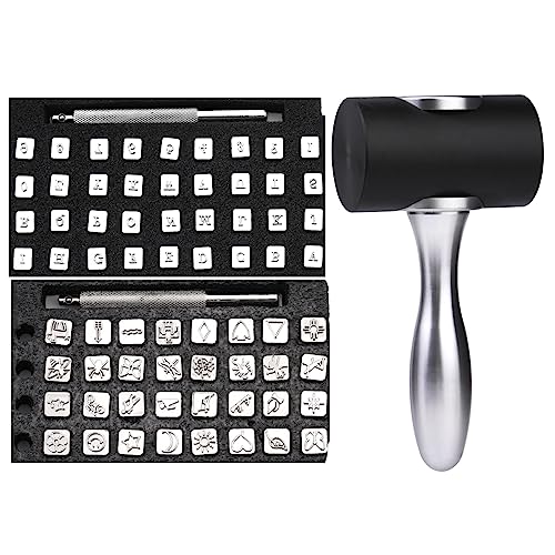 Tlkkue 73Pcs Leather Stamping Tools, Leather Craft Stamping Tools Kit With 68Pcs Capital Letters Number Pattern Stamps Hammer And Stamp Tools For Leather Belt Bag Wristband Diy Crafting Diy Project #TOP14