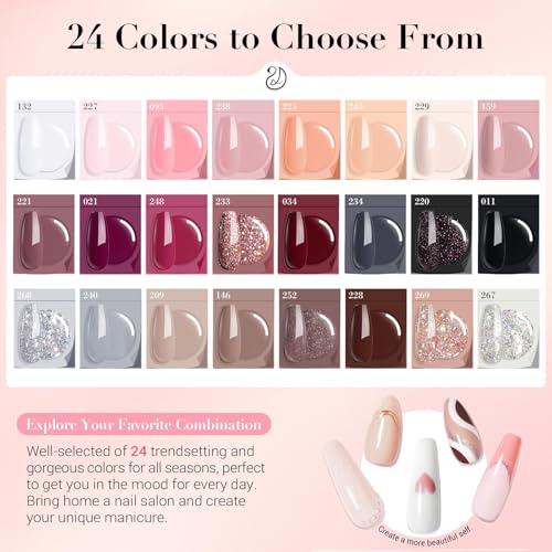 AZUREBEAUTY Dip Powder Nail Kit with Electric Nail Drill, 24 Colors Nude Pink Glitter Nail Powder Starter Kit with Dip Liquids Base Top Coat Activator Portable Manicure French Nail Art Essential Set2