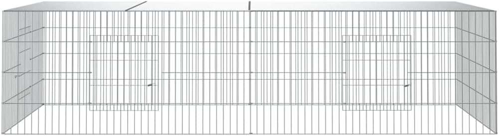 vidaXL Rabbit Cage/Animal Playpen-Outdoor Pet Enclosure/Galvanized Iron - Silver, 86.6"x43.3"x21.7", Spacious & Ventilated Design