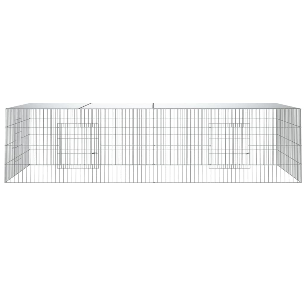 Kaninchenkäfig, 2 Paneele, 220 x 110 x 55 cm, verzinktes Eisen | Rahmen aus belüftetem Eisendraht, geräumiges Fach, für Kleintiere, robust und langlebig