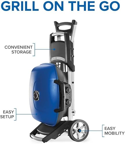Miniatura 6 de Napoleon TravelQ - Asador portátil de gas propano, Carro de propano y tijeras., Azul