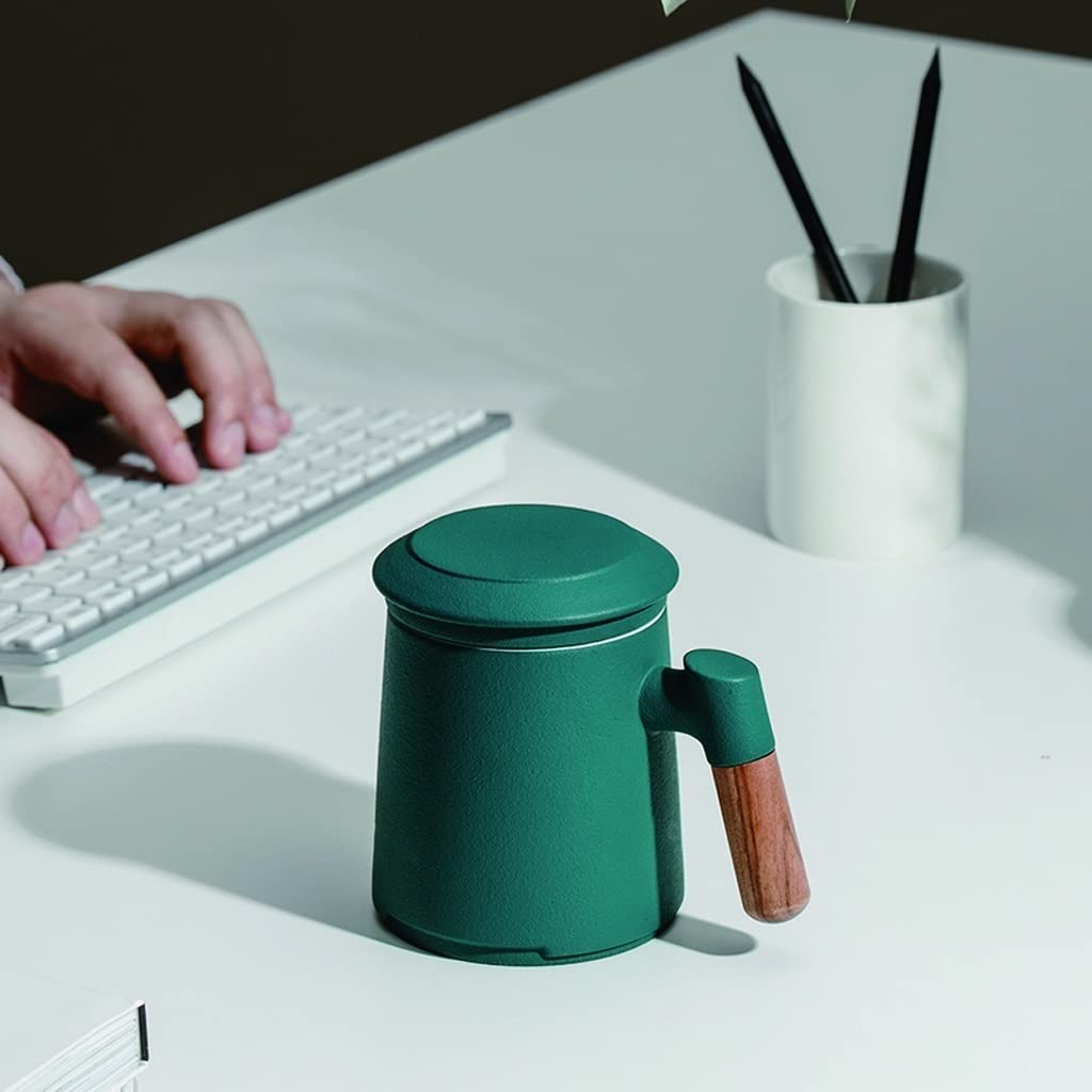 QXGJTLI Tasse à boire Tasse à lait en céramique Tasse à thé avec couvercle Tasse à filtre séparée Tasse à café Tasse à café Ensemble de tasses (B)