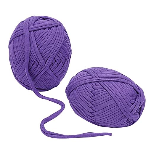 GORGECRAFT 2 st 33Yard stickning virkat garn t-shirt garn tyg tyg tyg för virkning nybörjare lära sig att virka 105 g x 2 (lila)