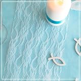 100%Mosel Bieżnik na stół z białej koronki (15 cm x 25 m) - Delikatny bieżnik z koronki - Elegancka dekoracja stołu na wesele i chrzest, dekoracja świąteczna na specjalne okazje
