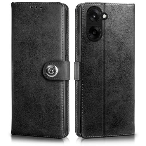 Image of WOW IMAGINE Shock Proof Flip Cover Back Case for 1+ OnePlus Nord CE 5 5G (Magnetic Button Flip Case | Wallet Pockets & Stand | Leather Finish | Haze Black)
