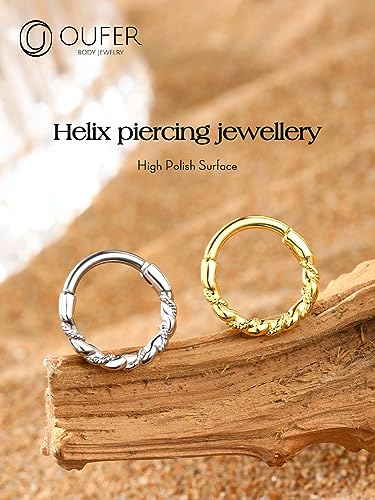 OUFER 16G Daith Piercing Jewlery, 316l Surgical Steel Helix Piercing Jewelry, Daith Earrings, Helix Hoop Earrings for Women, Conch Rook Septum Piercing Jewelry2