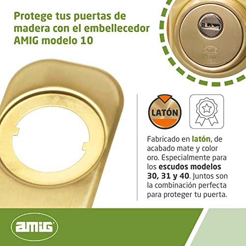 Miniatura 3 de Amig - Embellecedor De Escudos De Seguridad Para Cerraduras Evita Rayar La Puerta Con La Llave Rectangular Latón Cromado Plateado Medidas: 165x74mm