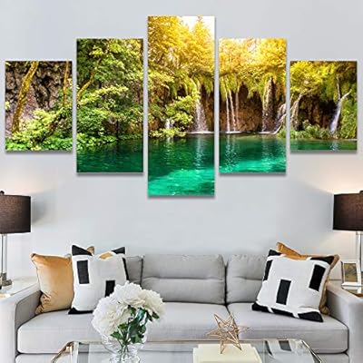 SIGNWIN 5 Panel Canvas Wall Art Modern Art...
