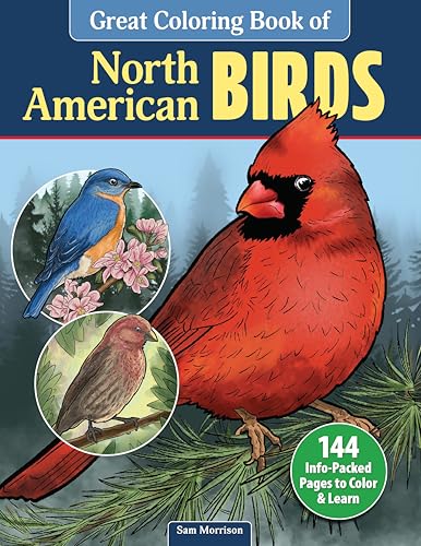 Image of Great Coloring Book of North American Birds: 144 Info-Packed Pages to Color & Learn (Design Originals) Realistic Wild Bird Designs and Fun Facts on Perforated Pages - Songbirds, Waterfowl, and More