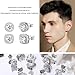 4 Pairs Earrings Studs, Mabor Small Plated Tiny Earrings Set - CZ Stud Earring in Square, Round & Teardrop Shape - Anti-sensitive for Women & Men (Silver Color)