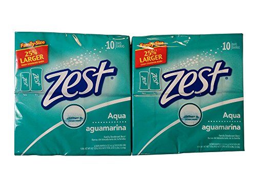 Zest Aqua Bar Soap 5 Oz, Bonus Size Bars 25% Larger, 10 Bar Pack (Pack of 2) 20 Bars Total