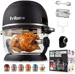 Non-Toxic Air Fryer - Glass AirFryer 5 Quart w/ 360 Visibility, Self-Cleaning, 400F Vortex Air Fryer for Even Cooking, BPA-Free Teflon Free, 9-in-1 Functions, Rotisserie, Roast, Bake (Black)