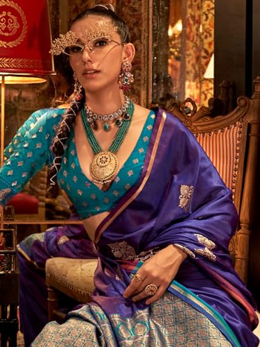 Image of AKHILAM Women's Satin Silk Bagh Printed Saree With Unstitched Blouse(KNTKLX391001 RJ Parent)