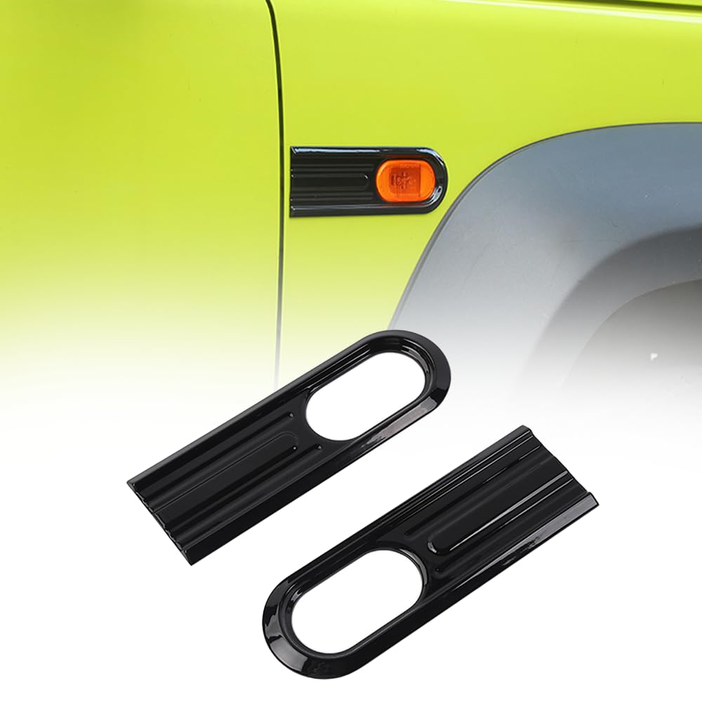 2PCS Side Turn Signal Light Cover Guard Fender Turn Signal Lamp Frame Bezel Trim Compatible with Suzuki Jimny 2019 2020 2021 2022 2023 2024 Exterior Accessories (Black)
