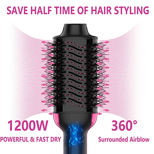 Image of Dual Voltage Hair Dryer Brush for European Travel, 120V - 240V One Step Hair Dryer and Styler Volumizer, Professional Blow Dryer Brush with Negative Ion Anti-frizz for Drying, Straightening, Salon