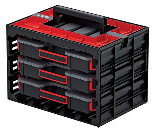 Werkzeugkoffer mit 3 Sortimentskästen mit Behältern Komfortabler Griff 415 x 290 x 290 mm