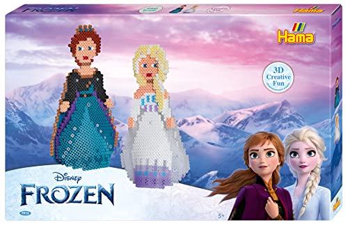 Hama - Caja 'La Reine des Neiges 2' 3D - 6000 perlas y 2 placas - Cuentas para planchar tamaño Midi - Ocio creativo...