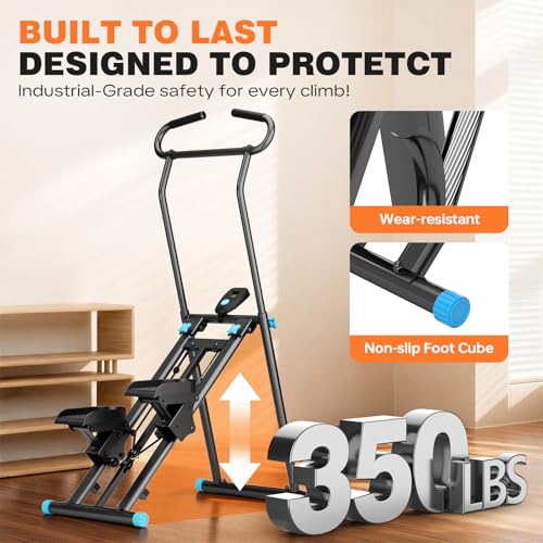 Image of Stair Stepper for Home Gym, 350 lbs Capacity Cardio Machine with Adjustable Height, Non-Slip Pedals, LCD Display, Foldable Design for Full Body Workout for Women Men