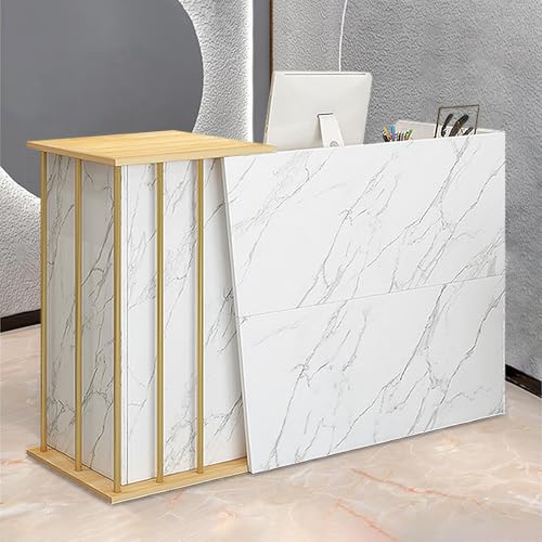 SJMDMZD Bancone Cassa per Negozio Reception, con Cassetto Serratura Bancone Reception Centro Estetico, Mobili da Ufficio Reception per Ufficio Negozi di Abbigliamento Pasticcerie B 120cm