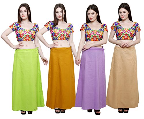 Image of Pistaa's combo of Women's Cotton Best Plain Solid Indian Readymade Inskirt Saree petticoats