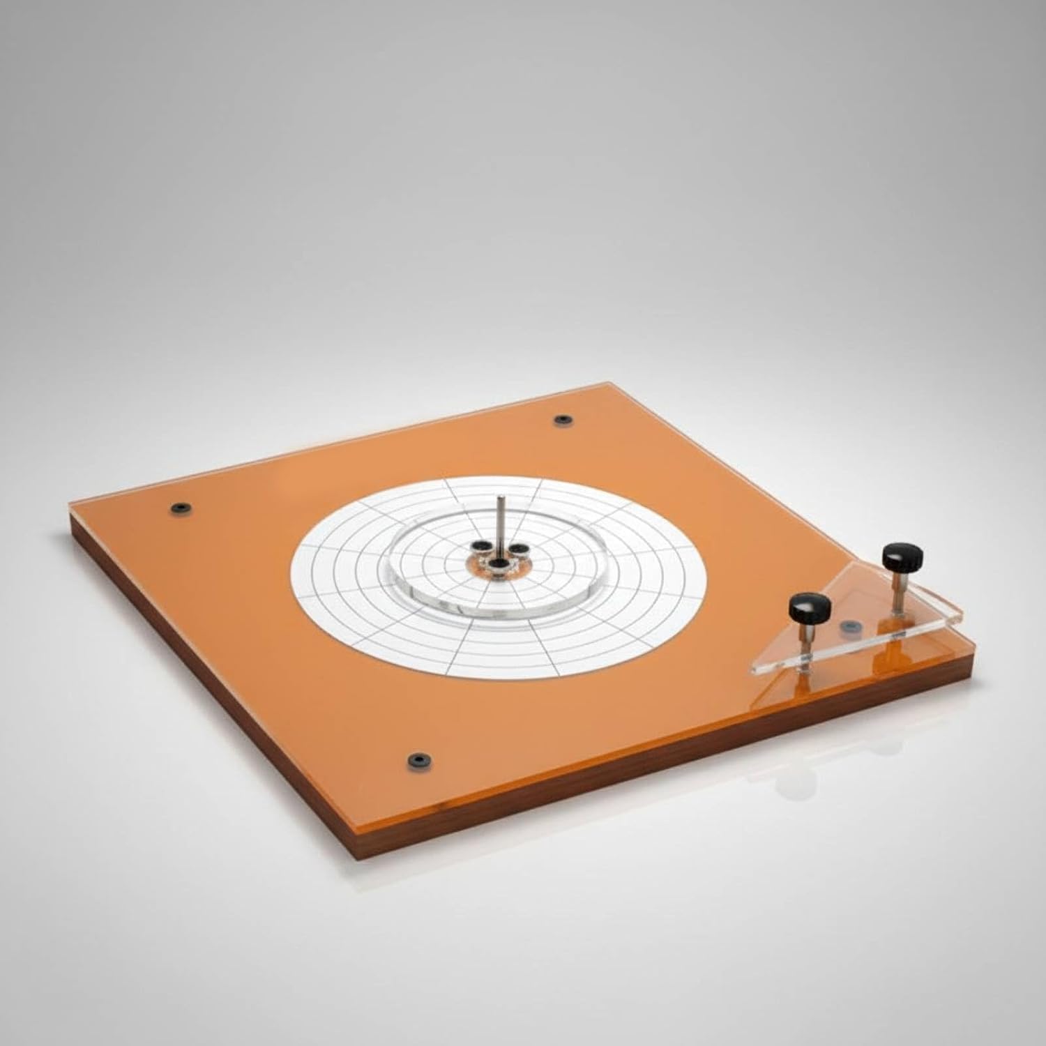 Dispositivo para la fabricación de rosetas de Metal acrílico: Base de fresadora Ajustable para Realizar Cortes repetibles en la incrustación de la Boca de Las Guitarras acústicas.
