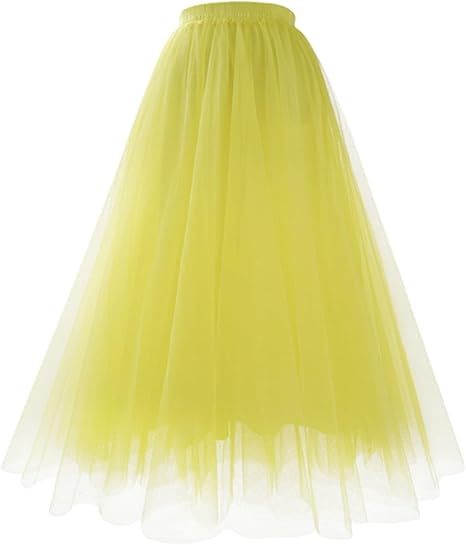 Damen Tüllrock Lang Mit Elastikbund | Puffy Tutu Rock A-Linie | Für Tanz & Karneval