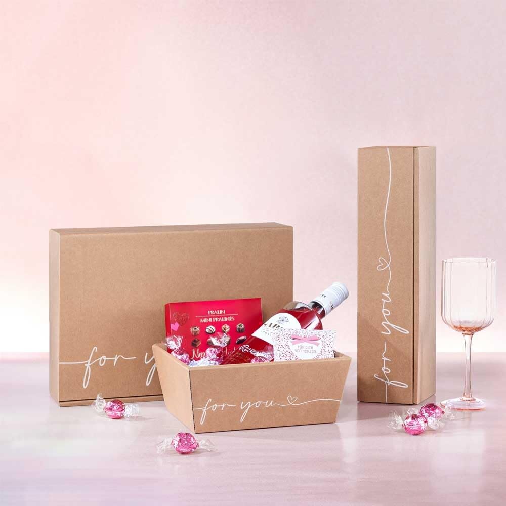 Geschenkkorb naturfarben Wellpappe For You 33,6 x 19,6 x 11 cm, 25 Stück