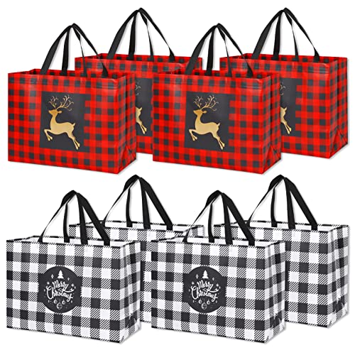 YANGTE 8 Pack Extra Large Christmas Gift Bags, Reusable Tote Bags with Handle Non-Woven Christmas Grocery Shopping Totes for Holiday Xmas, 16.9 * 12.6 * 6.8" - image 7