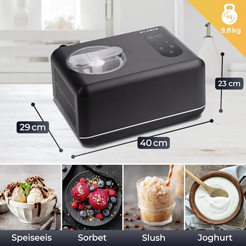 KLAMER 3-in-1 Eis-, Slush & Joghurtmaschine 1,5 L, 150 W Eiscrememaschine aus Edelstahl mit Kühl- & Heizfunktion, hausgemachtes Speise-, Slusheis mit selbstkühlendem Kompressor, Joghurtbereiter – Bild 5