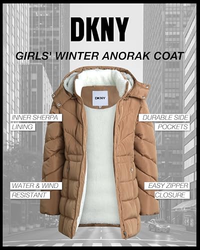 DKNY Girls’ Winter Coat – Heavyweight Anorak Puffer Coat with Cinched Waist – Sherpa Lined Insulated Jacket for Girls (4-16)2