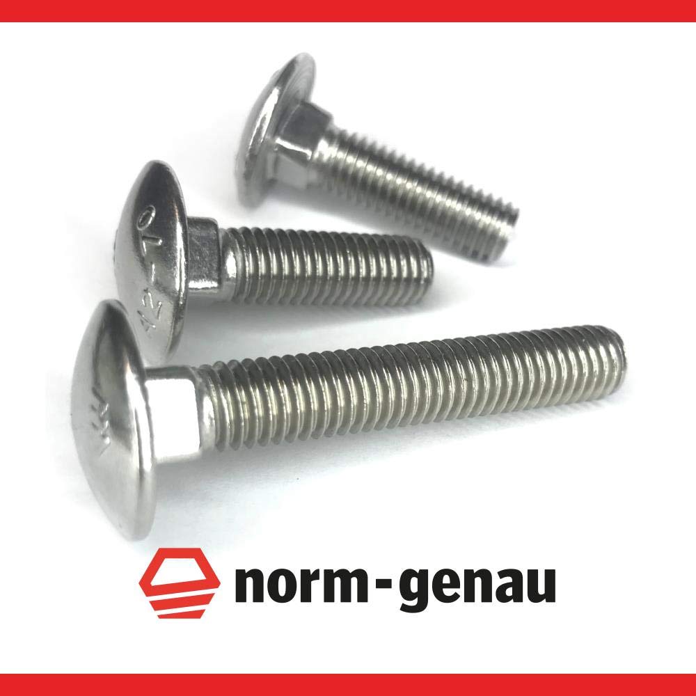 Schlossschrauben M8x45 Edelstahl 100 Stück Torbandschrauben Flachrundschrauben mit Vierkantansatz DIN 603 Flachrundkopf Schrauben Schloßschrauben VA V2A Vollgewinde | norm-genau®