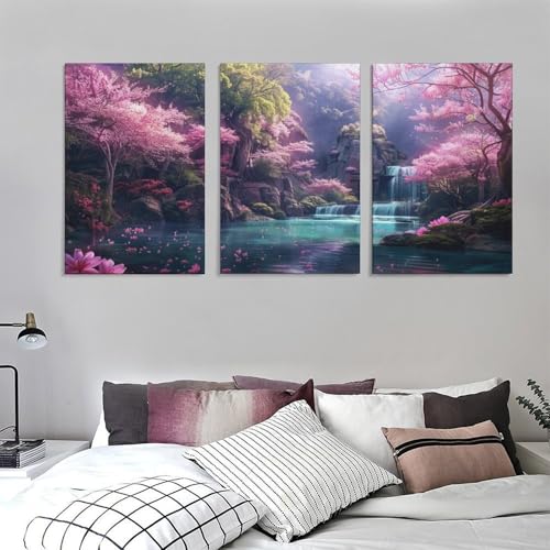 Poster cascade rose NCUDANK toile déco murale 50x75 cm - 5