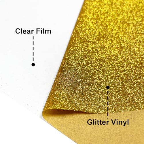 Image of Golden Glitter Puff Vinyl Heat Transfer - 12 inch x 5ft 3D Puff HTV Vinyl, Glitter Puffy Iron-On for Fabrics, Perfect for T-Shirts, Bags, Pillows, Compatible with Cricut & Cameo