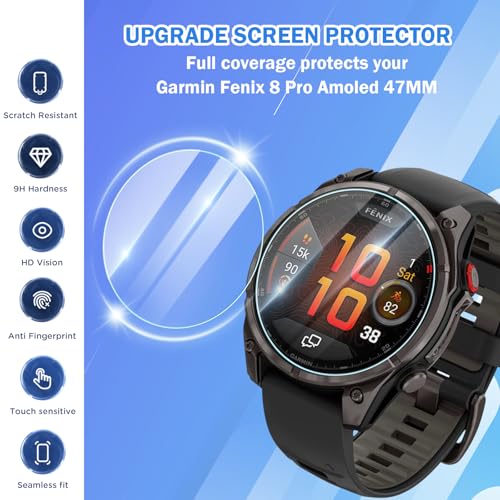 Image of 4 Pack Compatible for Garmin Fenix 8 Pro 47mm Screen Protector, HD Clear 9H Tempered Glass Protective Film for Fenix 8 Pro Amoled 47mm Watch Screen Protector, Anti-scratch & Sensitive Touch