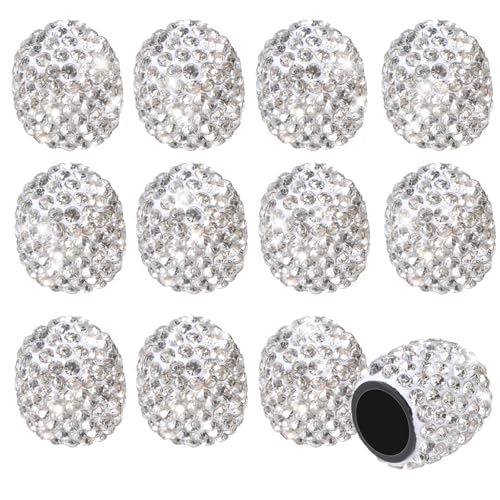 12 PCS Bling Tire Valve Caps Crystal Rhinestone Tire Valve Stem Cap, Universal Dustproof Bling Air Caps Car Decor for Women Cars, Suvs, Trucks, Motorcycles and Bicycles Accessories
