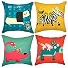 YOUR SMILE Children Series Cute Cartoon Animal Cotton Linen Decorative Throw Pillow Case Cushion Cover Pillowcase for Sofa 18 x 18 Inch, Set of 4