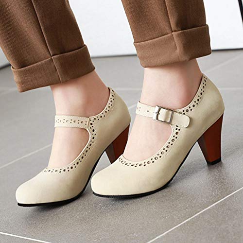 Caradise Womens Vintage Mary Jane Shoes Block Heel Ankle Strap Pumps4