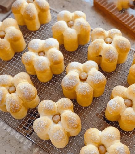 Aluminiowa patelnia do chleba, nieprzywierająca, 6-częściowy zestaw do pieczenia chleba i ciasta, kształt kwiatu śliwy