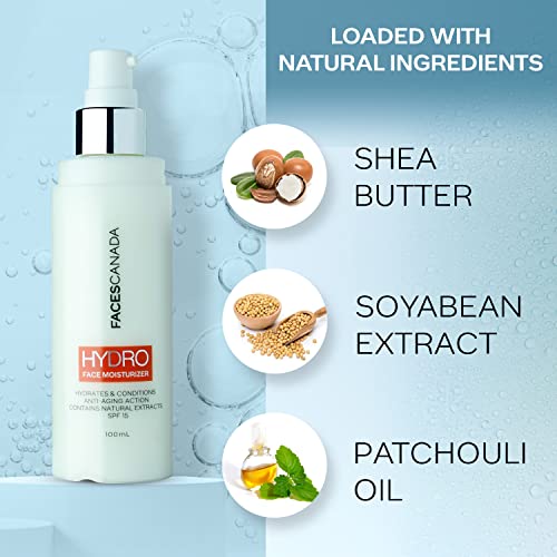 FACES CANADA Hydro Face Moisturiser, 100ml | Naturally Hydrating Moisturiser With SPF 15 | Anti Ageing | For Dry & Sensitive Skin | Evens Skin Tone... - Image 5