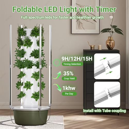 Kit de jardín hidropónico interior con luces LED de cultivo, sistema de riego automático, bomba y temporizador, kit de plantación para hierbas y verduras
