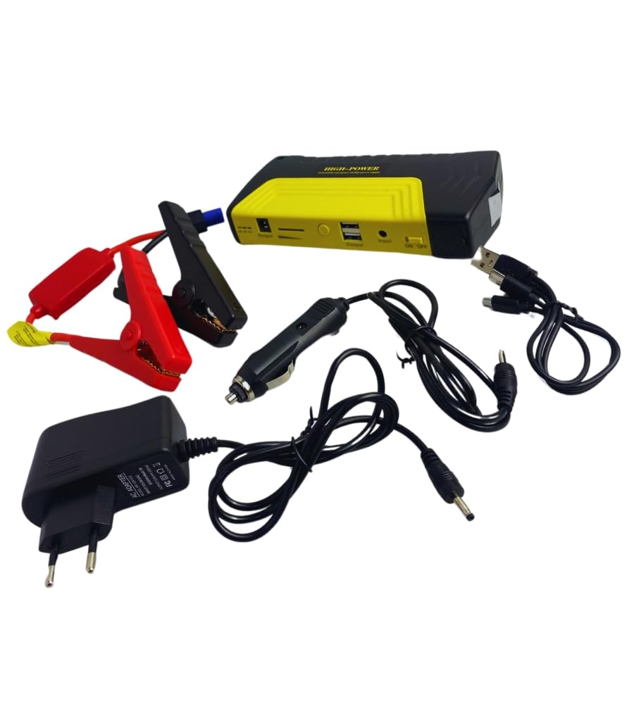 Avviatore Batteria Auto 600A Portatile Jump Starter Avviatore di Emergenza 16800 mAh Motori Fino a 5L Benzina 3L Diesel 12V Booster Avviamento Auto con Torcia LED Doppia USB con Accessori