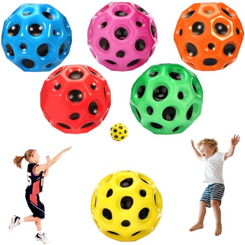Royouzi 6PCS Bolas de Rebote, Bouncing Ball Ball, Pelota de Goma Saltarina Moon Ball, Bola de Espuma Ligera con Luna, Fácil de Agarrar y Atrapar Deportes, para Regalos de Fiesta de Niños