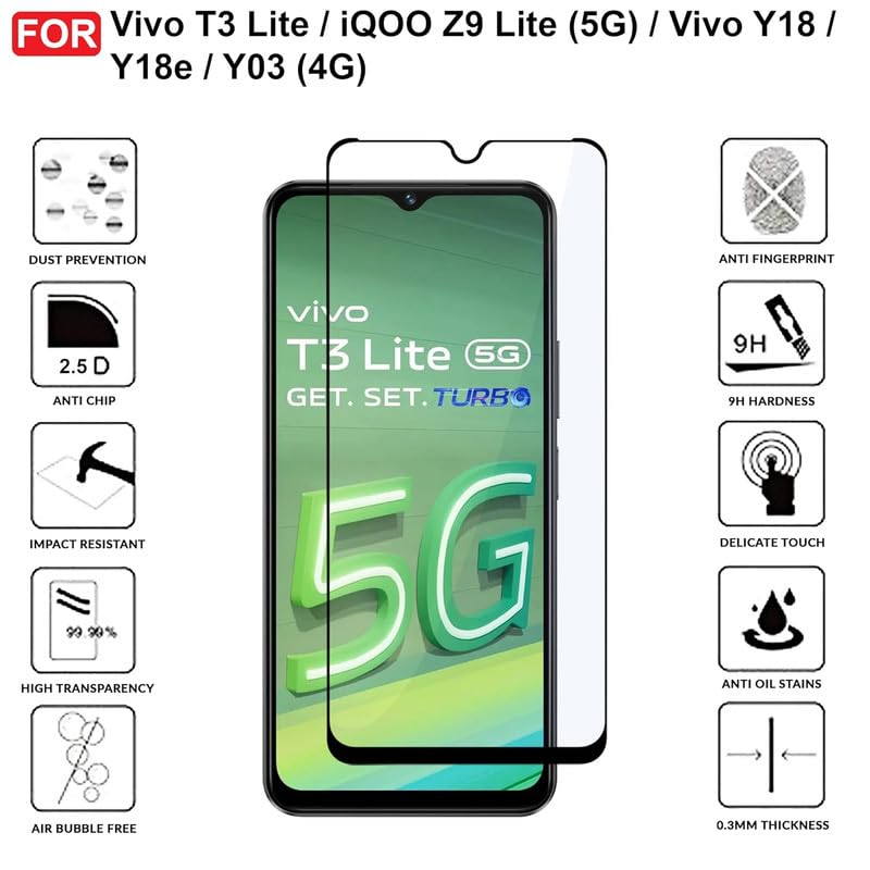 Image of Screen Protector Tempered Glass For Vivo T3 Lite 5G Cellphone With Easy Installation Kit