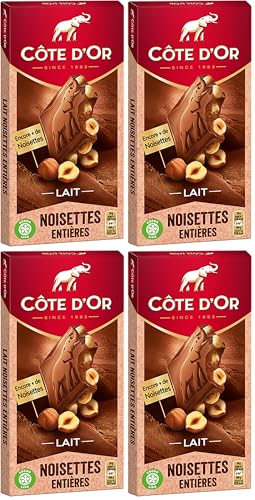 Côte d’Or Bloc Lait Noisette, 180g (Lot de 4)